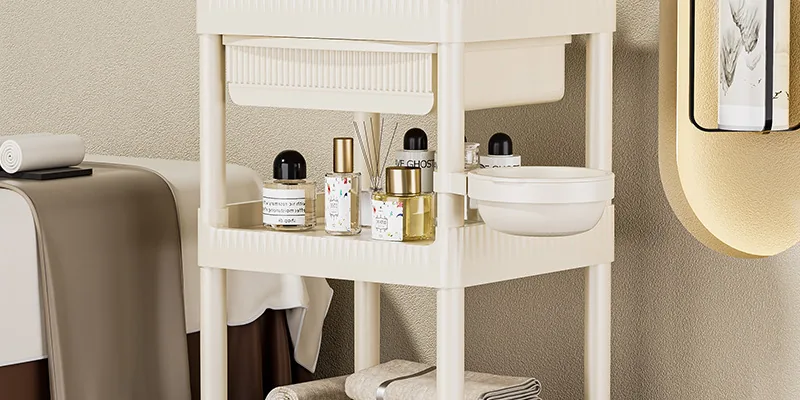 Beauty trolley with drawers for lash supplies