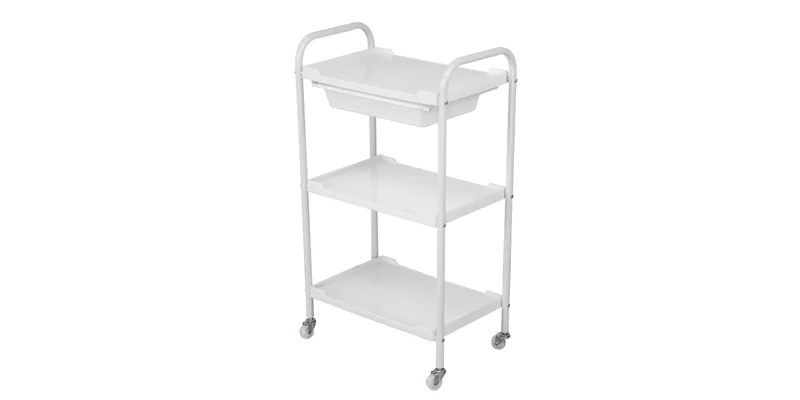 Three-tier beauty trolley for a lash studio